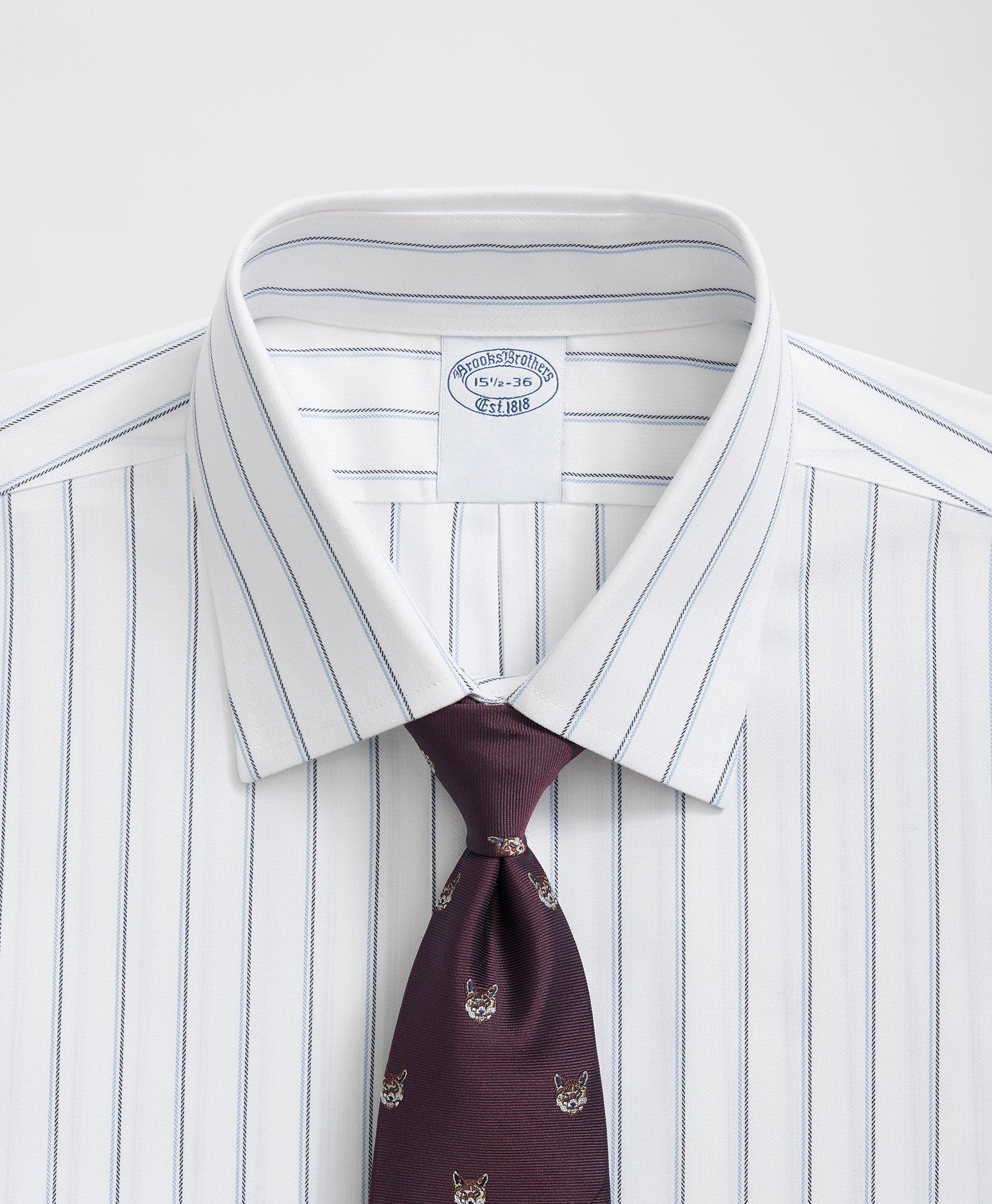 Stretch Supima® Cotton Non-Iron Ainsley Collar, Double Striped Dress Shirt