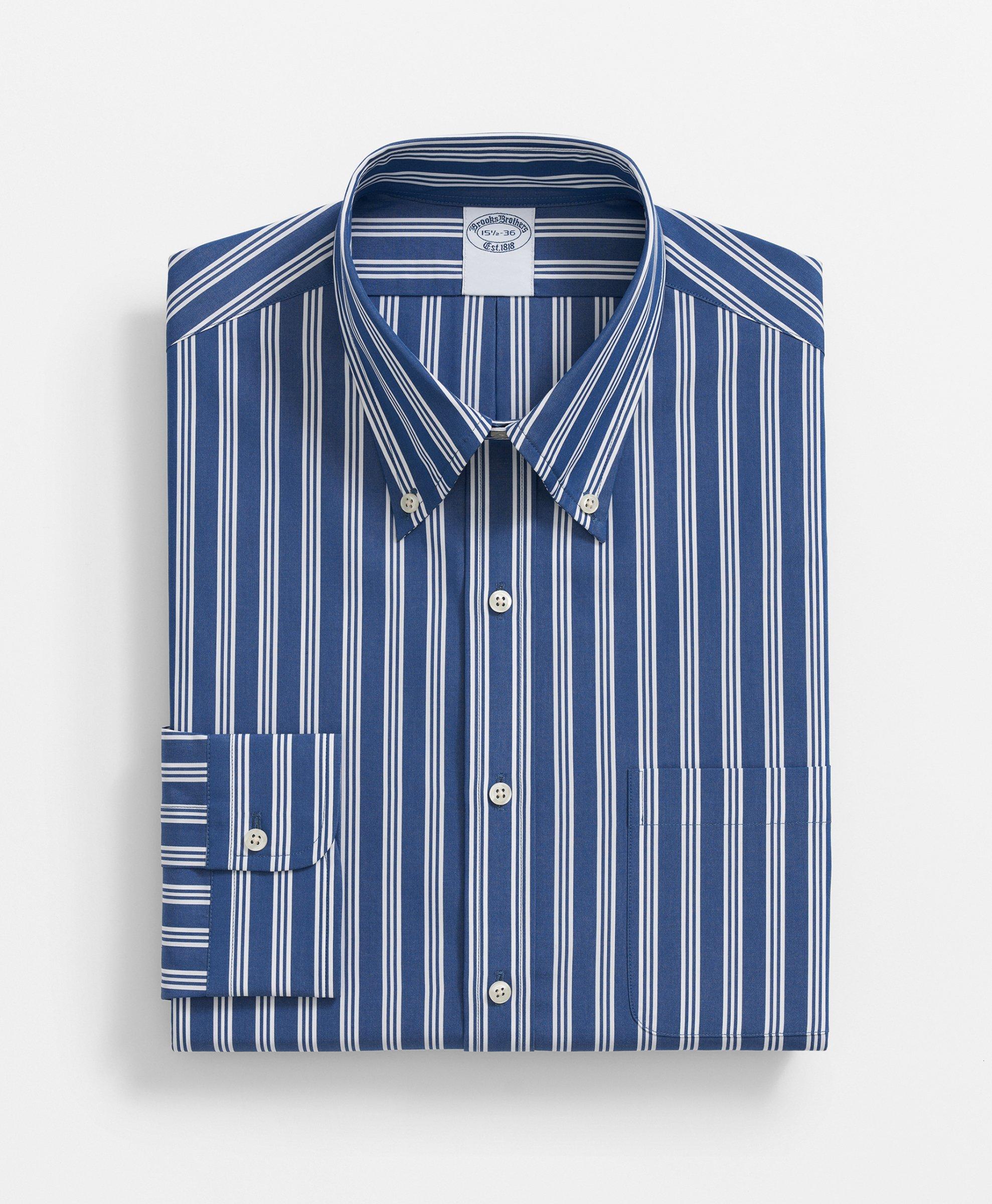 Supima® Cotton Poplin Polo Button-Down Collar, Striped Dress Shirt