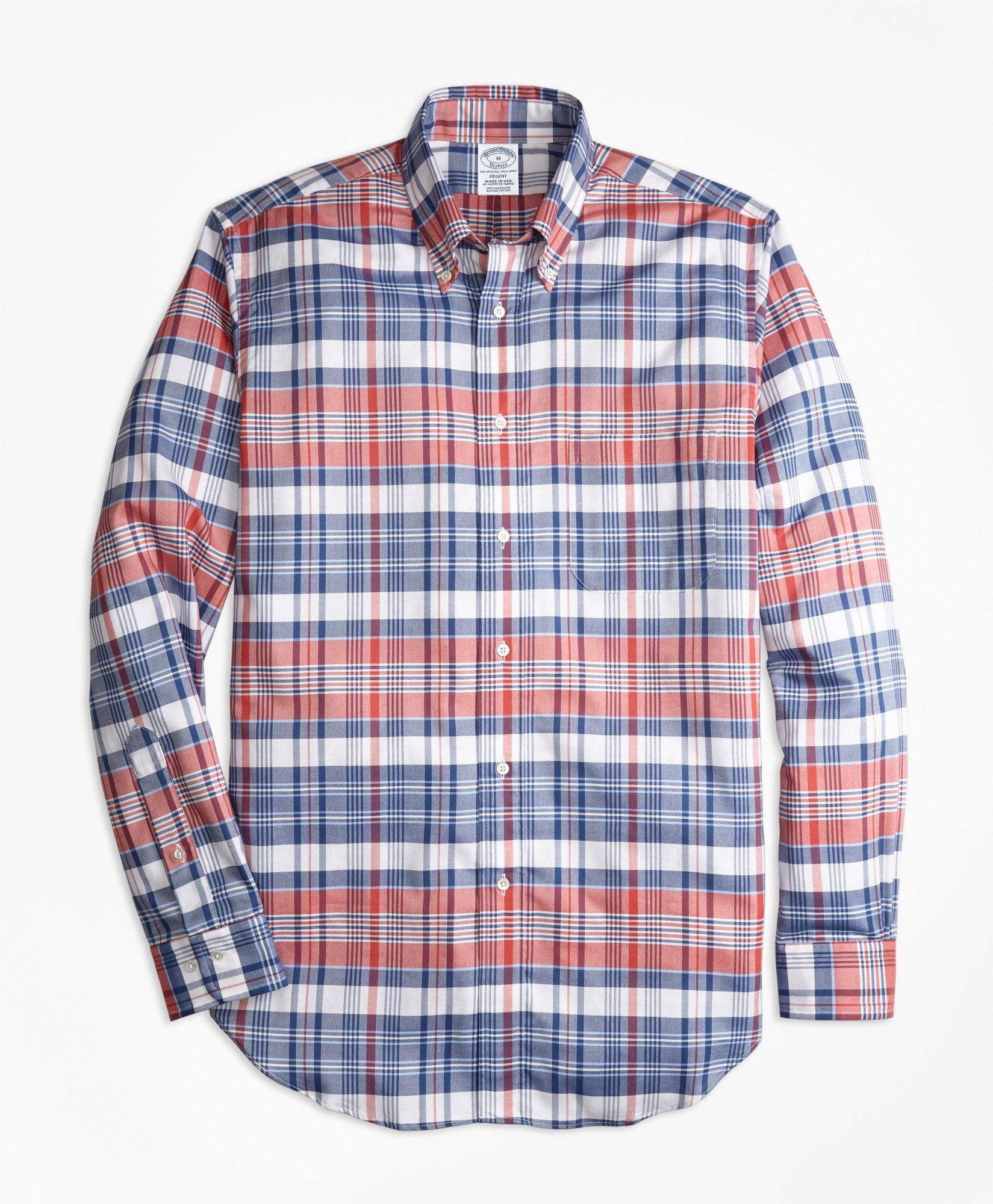 Regent Regular-Fit Sport Shirt, Oxford Madras Plaid