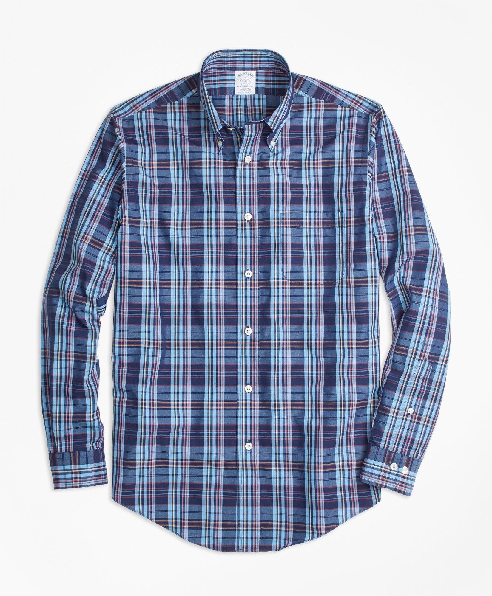 Regent Regular-Fit Sport Shirt, Non-Iron Multi-Plaid, image 1