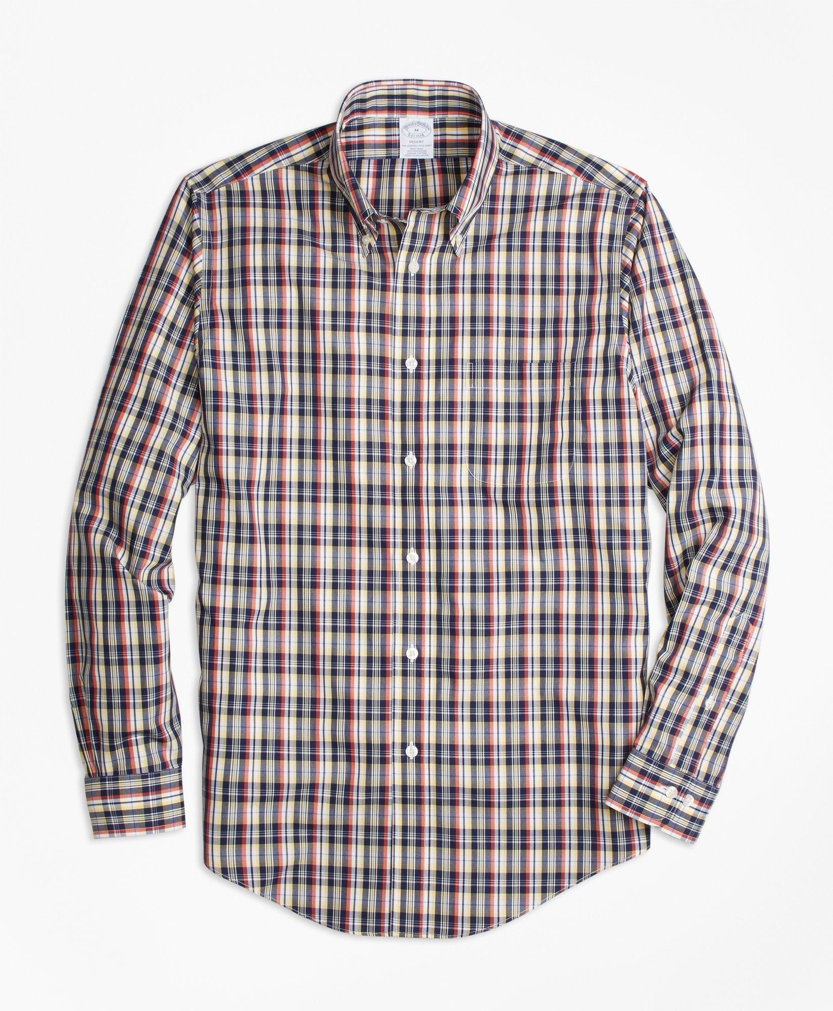 Regent Regular-Fit Sport Shirt, Non-Iron Mini-Madras, image 1