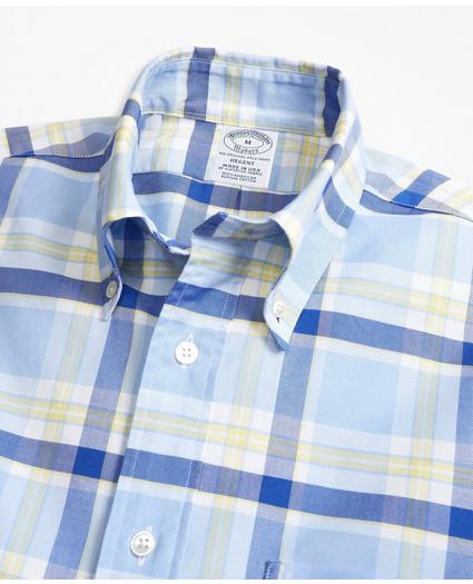 Regent Regular-Fit Sport Shirt, Oxford Blue and Yellow Plaid, image 2