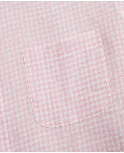 Regent Regular-Fit Sport Shirt, Gingham Irish Linen Short-Sleeve, image 3