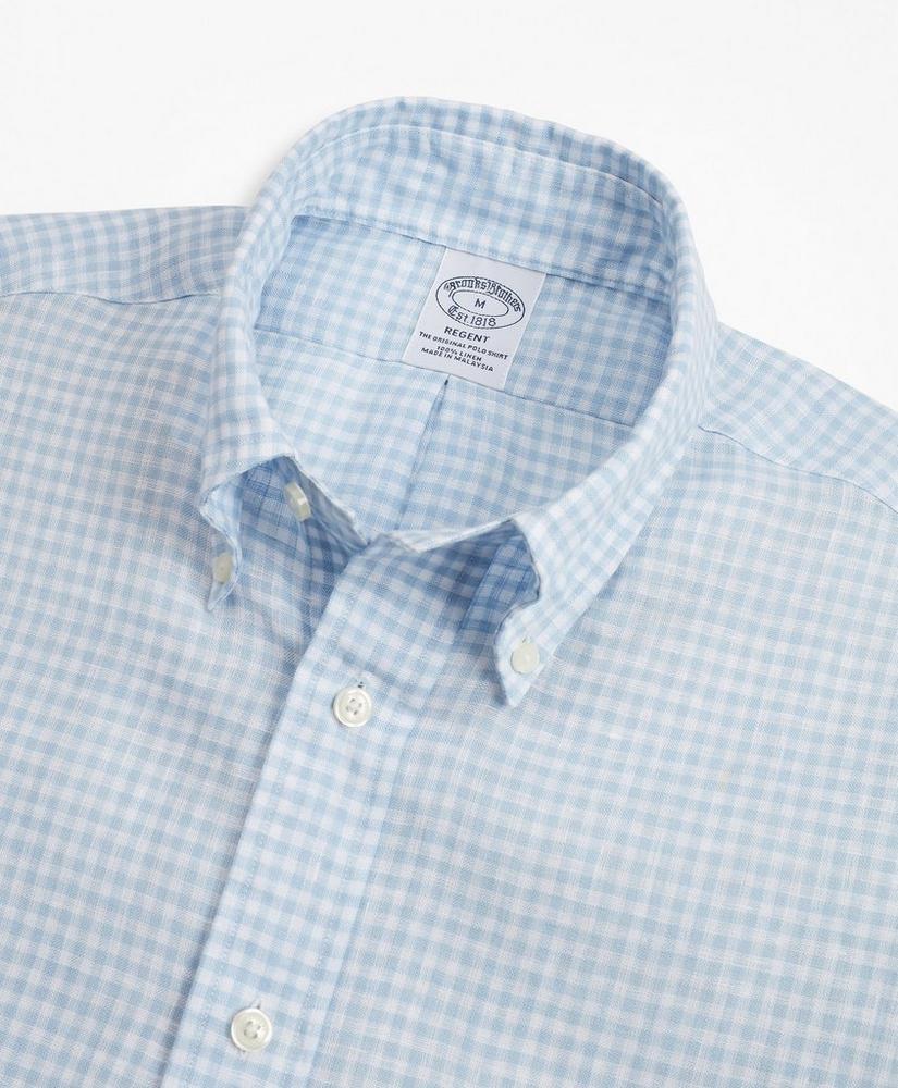 Regent Regular-Fit Sport Shirt, Gingham Irish Linen Short-Sleeve, image 2