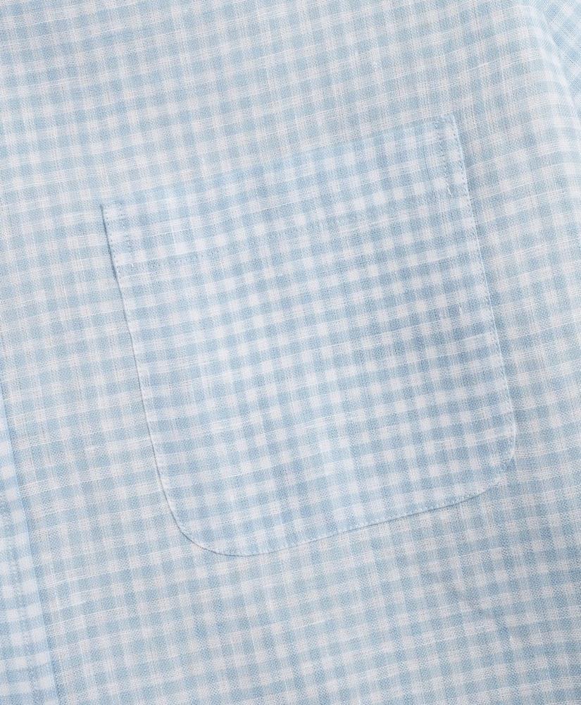 Regent Regular-Fit Sport Shirt, Gingham Irish Linen Short-Sleeve, image 3