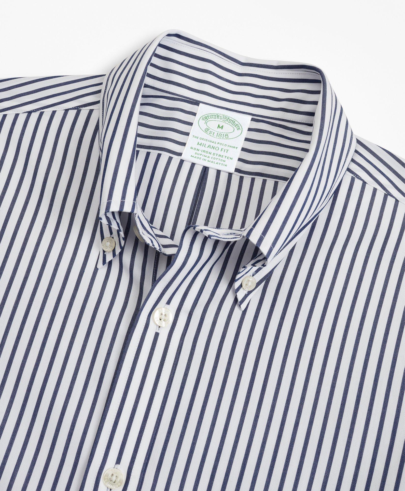 Stretch Milano Slim-Fit Sport Shirt, Non-Iron Candy Stripe, image 2