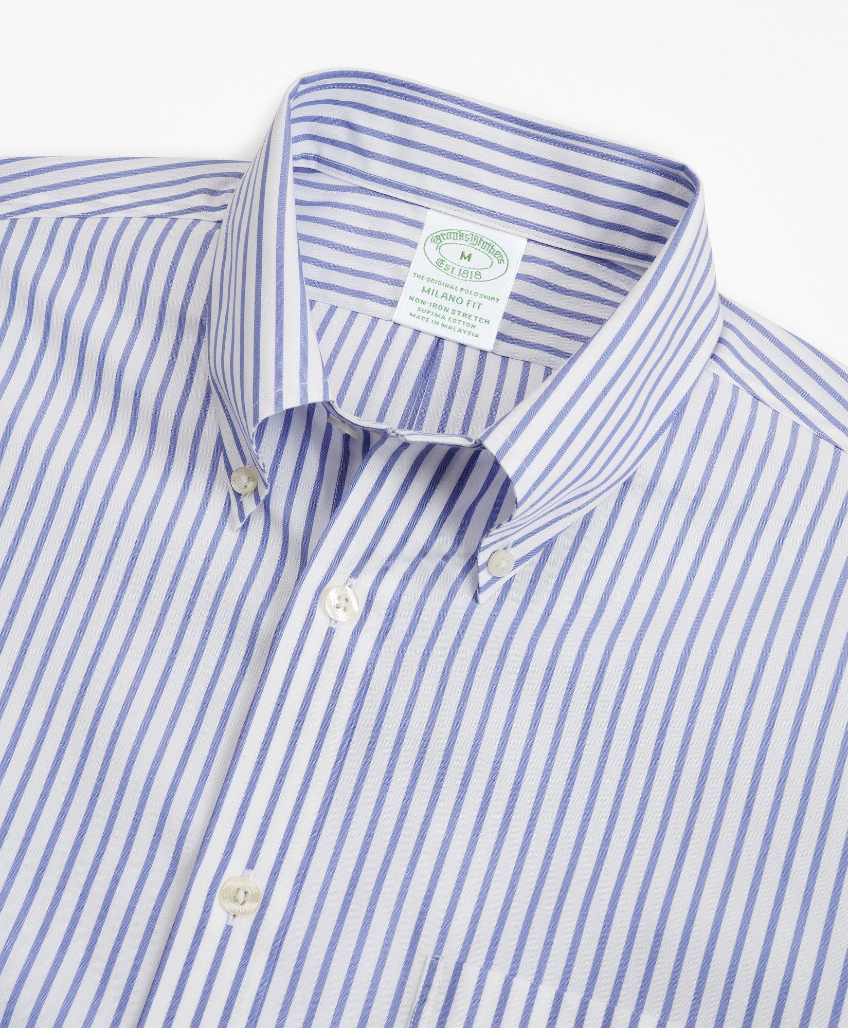 Stretch Milano Slim-Fit Sport Shirt, Non-Iron Candy Stripe, image 2