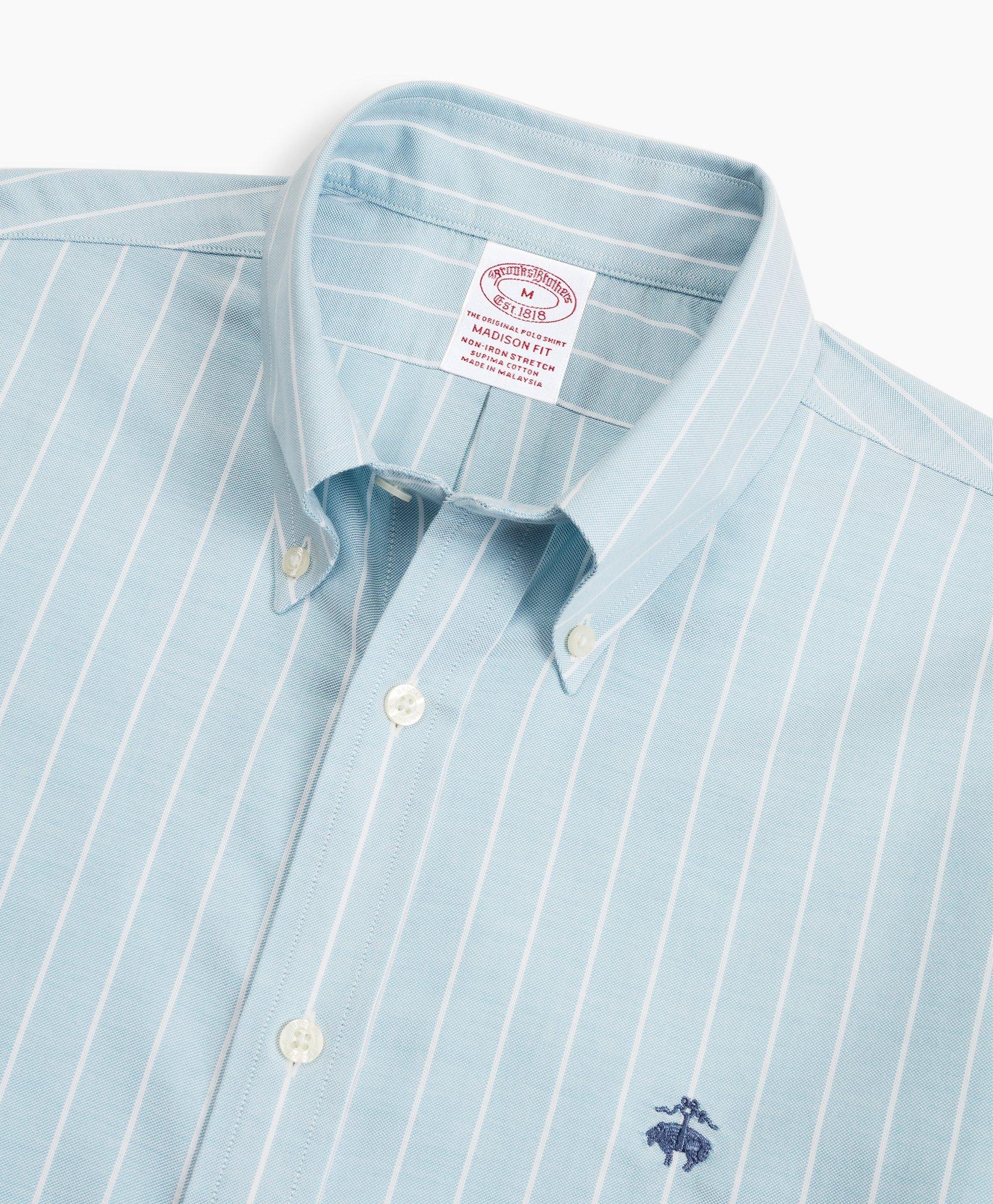 Stretch Madison Relaxed-Fit Sport Shirt, Non-Iron Stripe, image 2