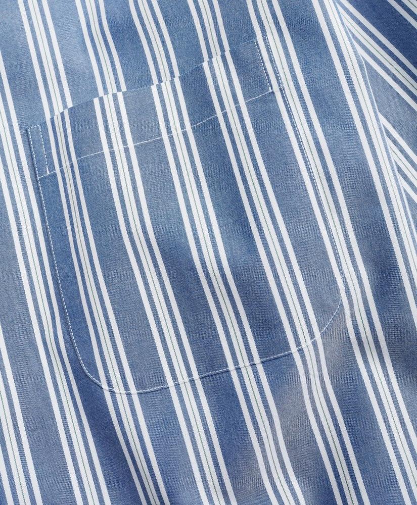 Stretch Milano Slim-Fit Sport Shirt, Non-Iron Awning Stripe, image 3