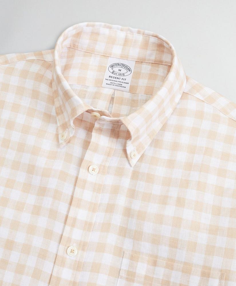 Regent Regular-Fit Sport Shirt, Irish Linen Short-Sleeve Gingham, image 2