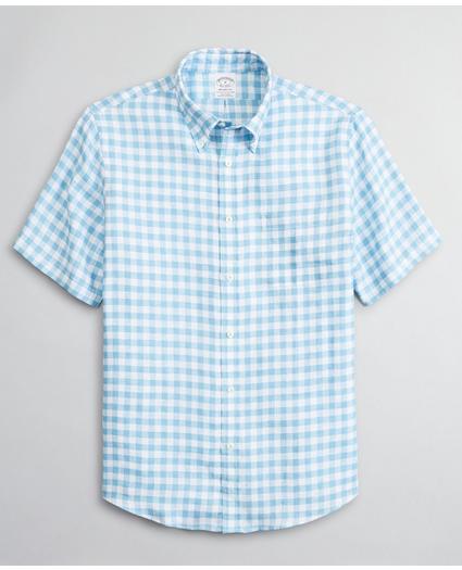 Regent Regular-Fit Sport Shirt, Irish Linen Short-Sleeve Gingham, image 1