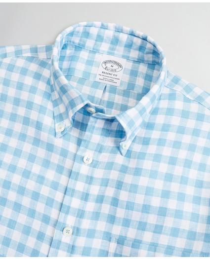 Regent Regular-Fit Sport Shirt, Irish Linen Short-Sleeve Gingham, image 2