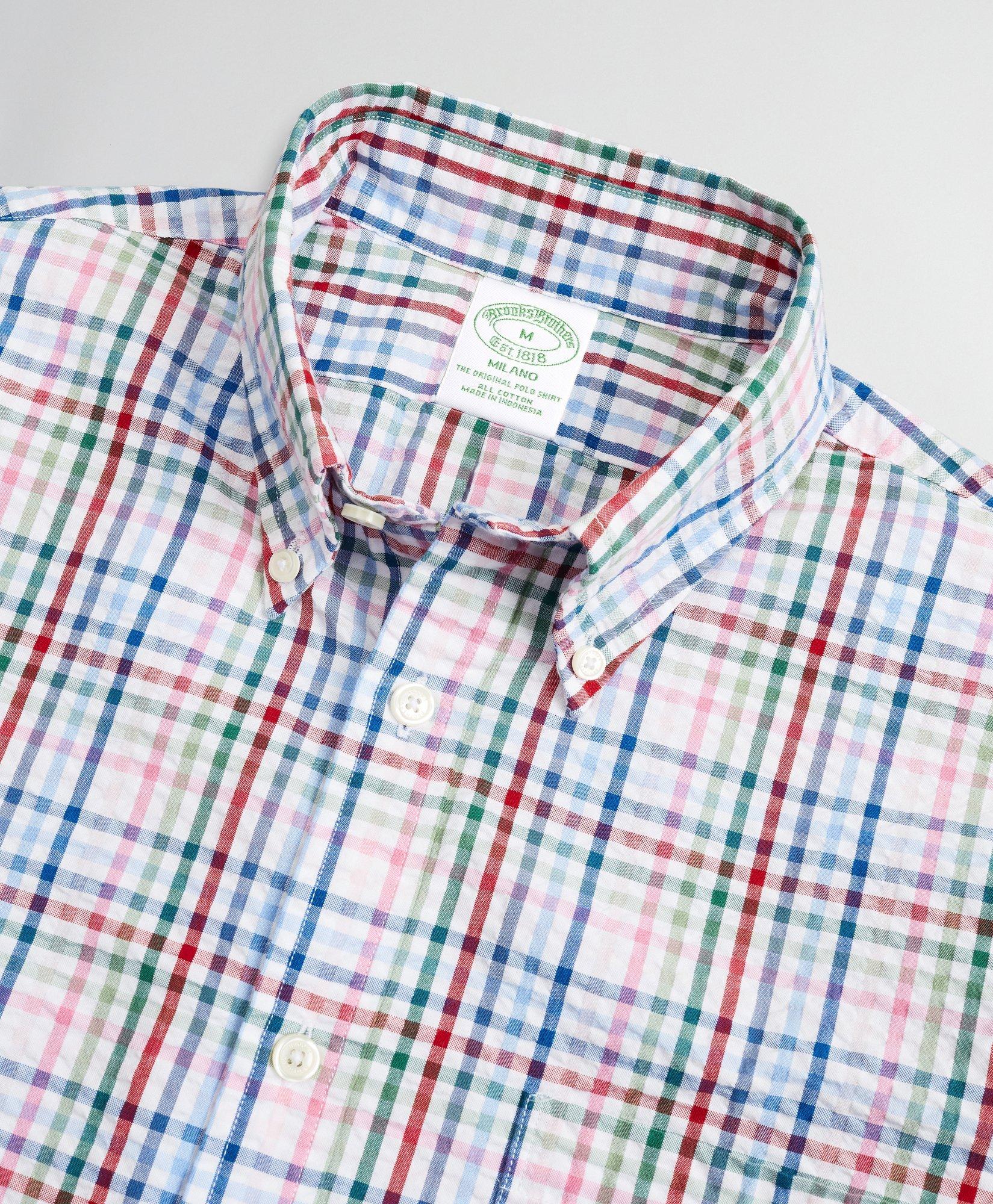 Milano Slim-Fit Sport Shirt, Seersucker Multi-Check