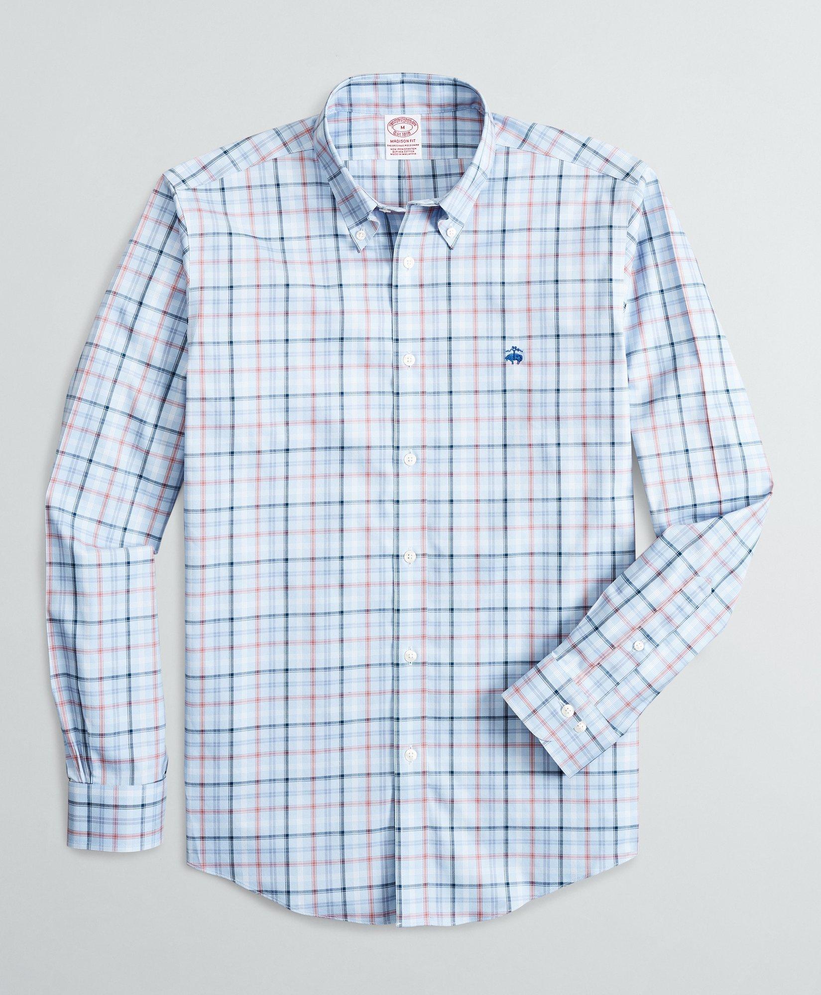 Stretch Madison RelaxedFit Sport Shirt, NonIron Plaid