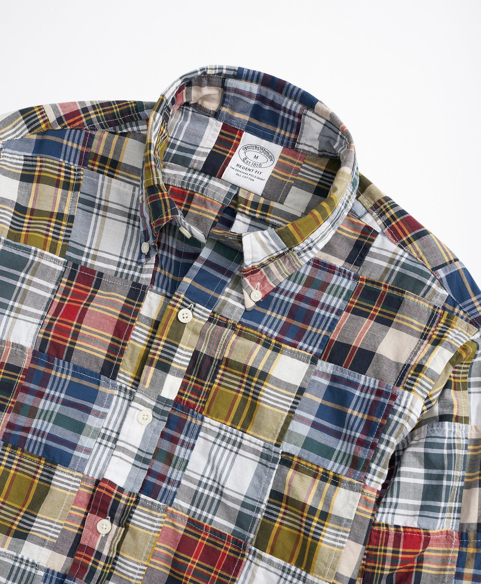 Regent Regular-Fit Sport Shirt, Patchwork Madras