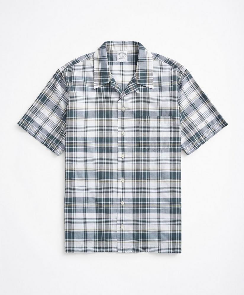 Regent Regular-Fit Sport Shirt, Camp Collar Short-Sleeve Madras, image 1
