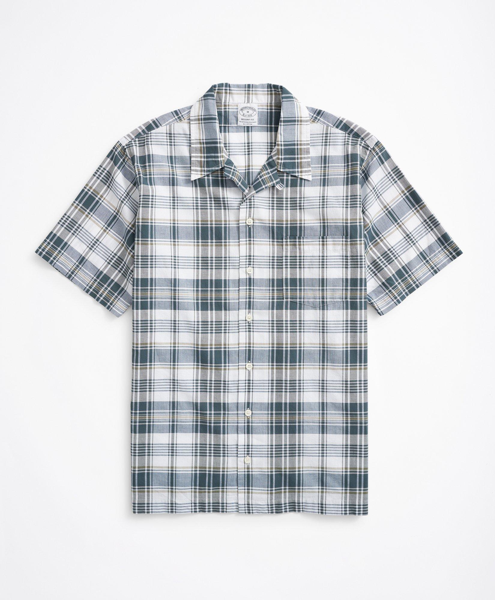 Regent Regular-Fit Sport Shirt, Camp Collar Short-Sleeve Madras