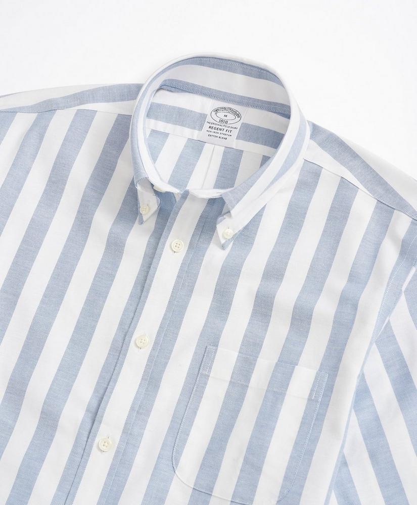 Stretch Regent Regular-Fit Sport Shirt, Non-Iron Short-Sleeve Stripe Oxford, image 2