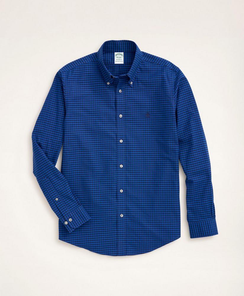 Stretch Milano Slim-Fit Sport Shirt, Non-Iron Gingham Oxford, image 1