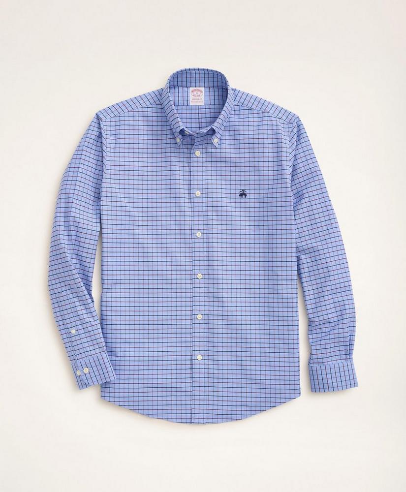 Stretch Madison Relaxed-Fit Sport Shirt, Non-Iron Windowpane Oxford, image 1