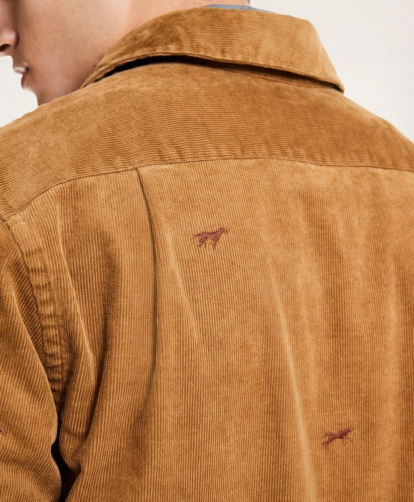 Embroidered Stretch Corduroy Shirt Jacket, image 3