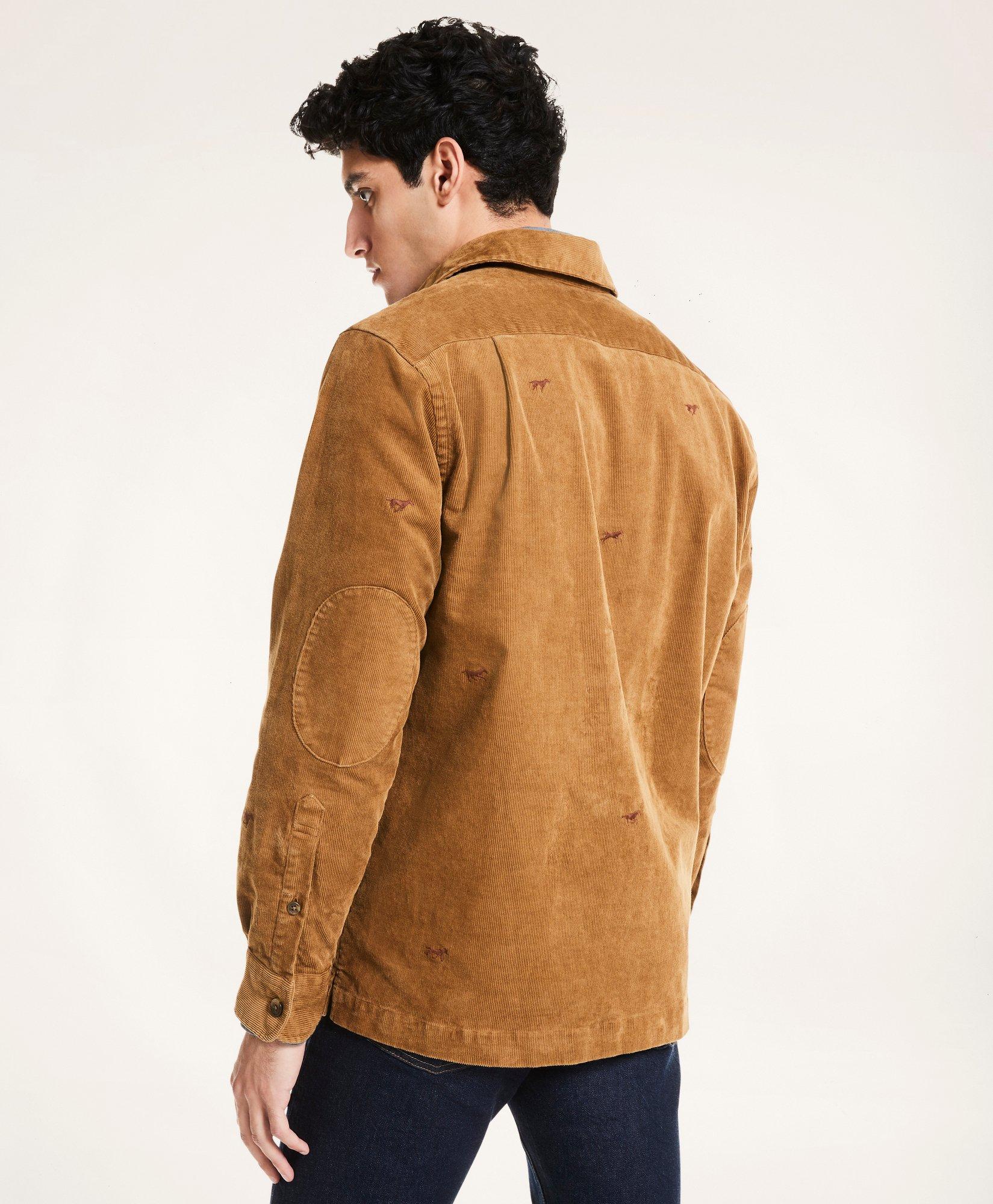 Embroidered Stretch Corduroy Shirt Jacket