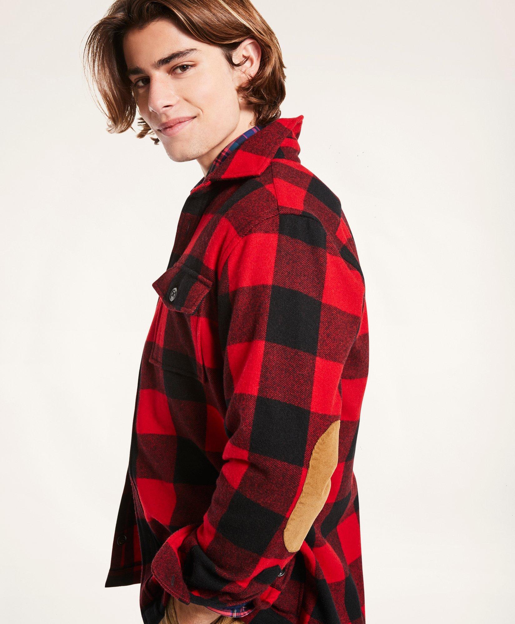 Wool-Blend Buffalo Check Shirt Jacket