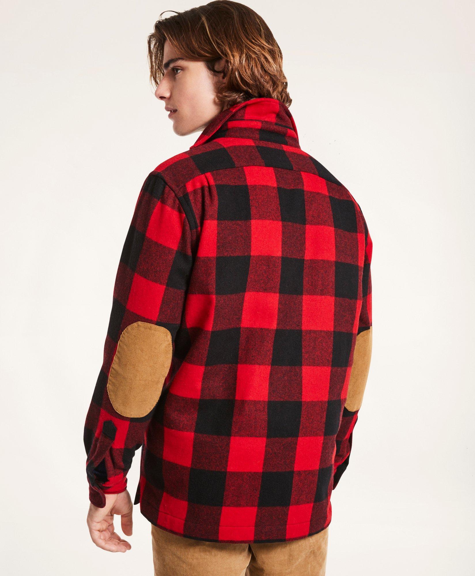 Wool-Blend Buffalo Check Shirt Jacket