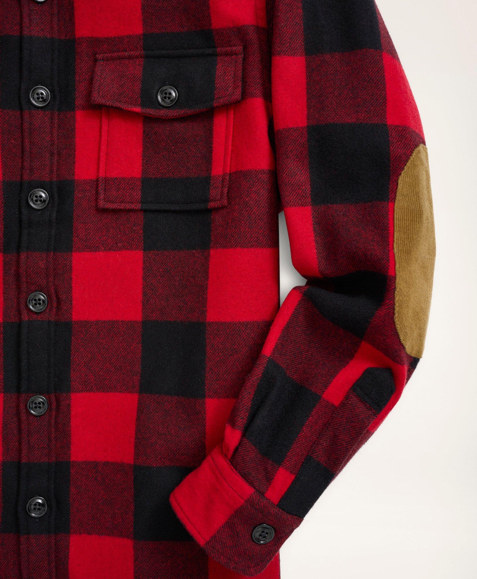 Wool Blend Buffalo Check Shirt Jacket