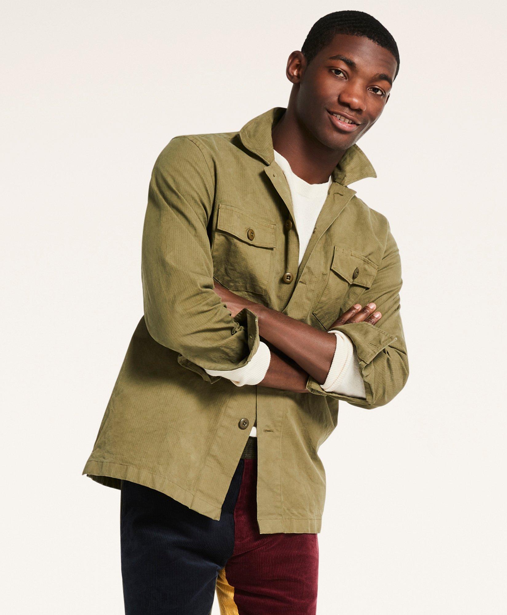 Mens olive 2024 shirt jacket