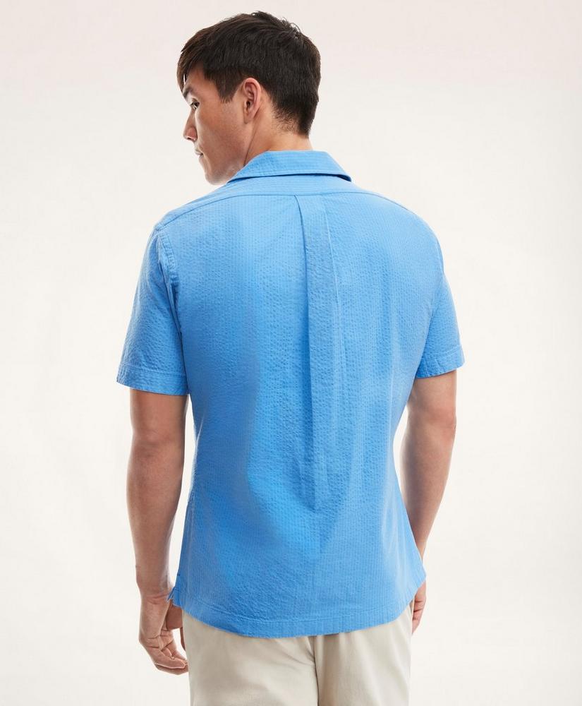 Regent Regular-Fit Sport Shirt, Camp Collar Short-Sleeve Seersucker, image 4