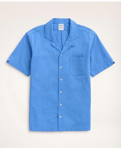 Regent Regular-Fit Sport Shirt, Camp Collar Short-Sleeve Seersucker, image 5