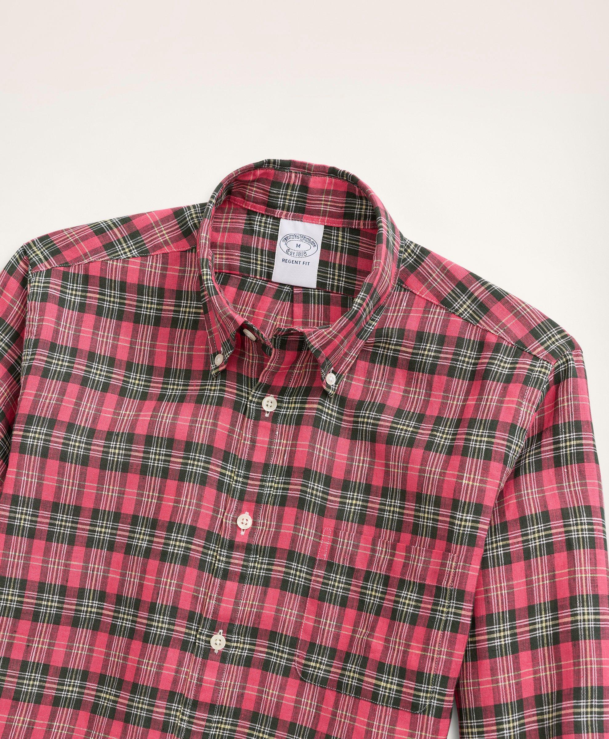 Regent Regular-Fit Irish Linen Faded Tartan Shirt