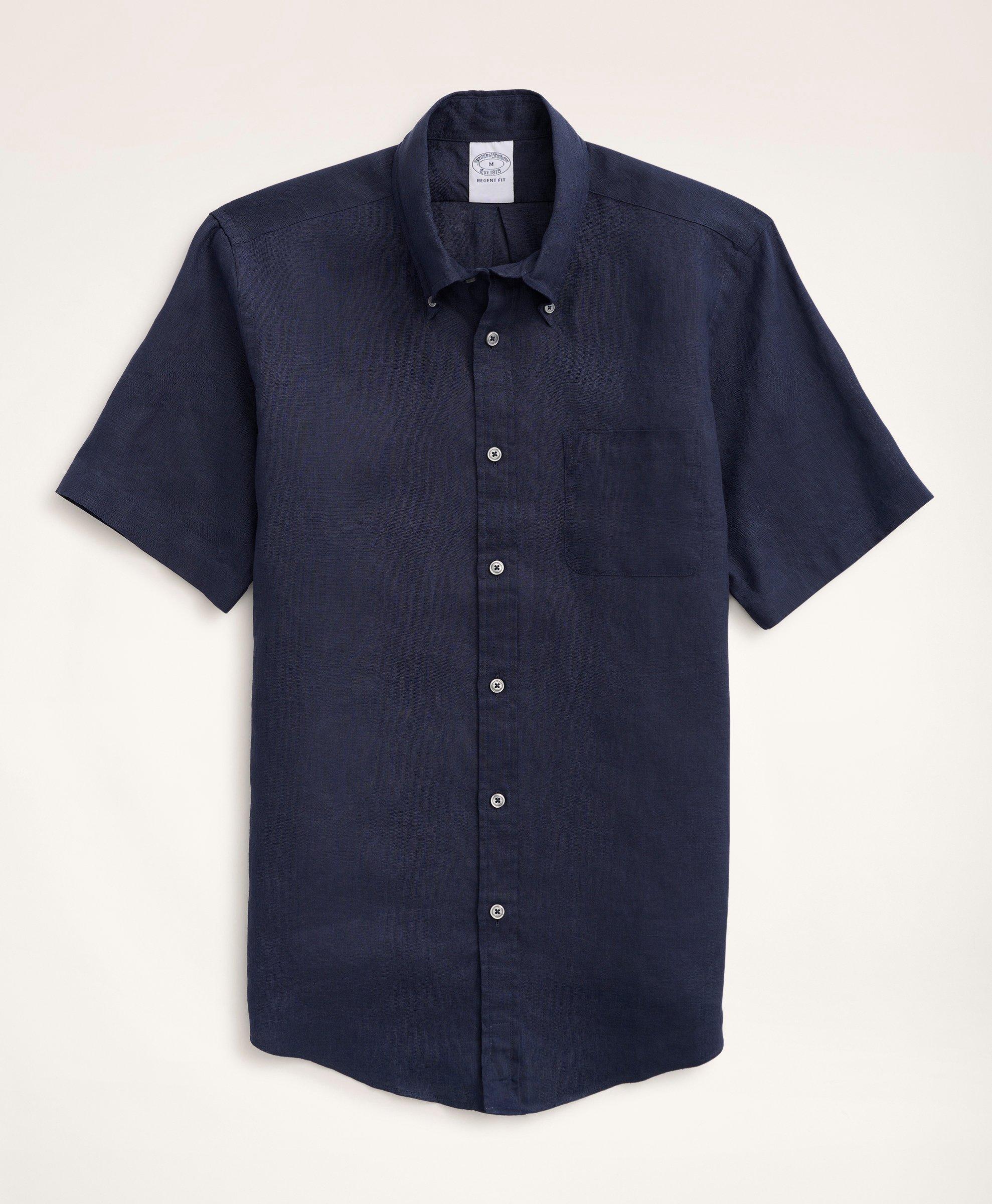 Regent Regular-Fit Sport Shirt, Short-Sleeve Irish Linen