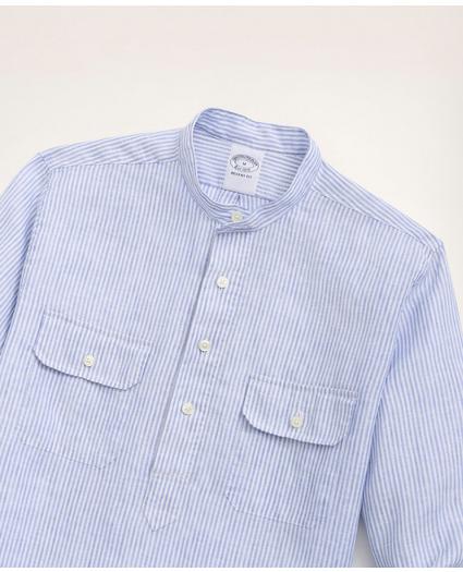 Regent Regular-Fit Popover Sport Shirt, Irish Linen Mini Stripe, image 2