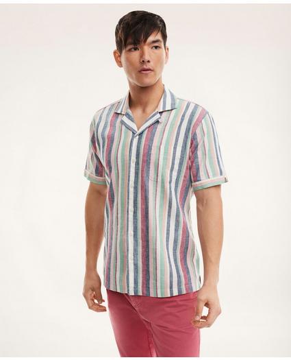 Regent Regular-Fit Camp Collar Linen Shirt Stripe, image 3