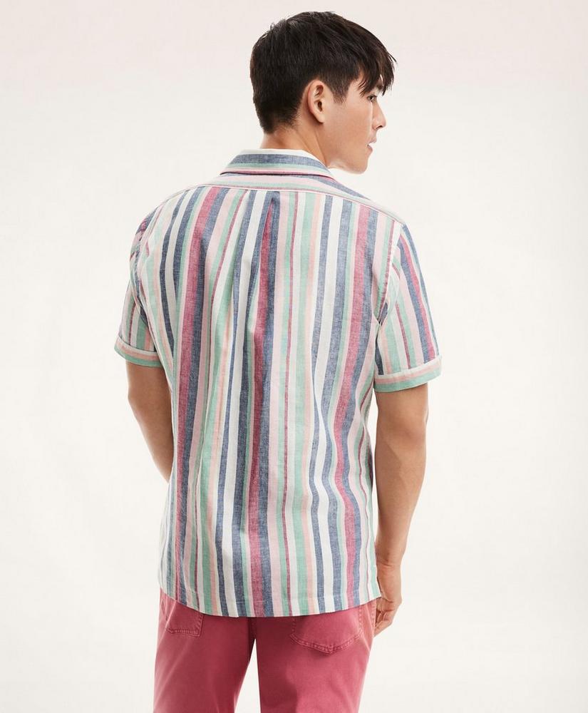 Regent Regular-Fit Camp Collar Linen Shirt Stripe, image 4
