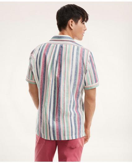 Regent Regular-Fit Camp Collar Linen Shirt Stripe, image 4