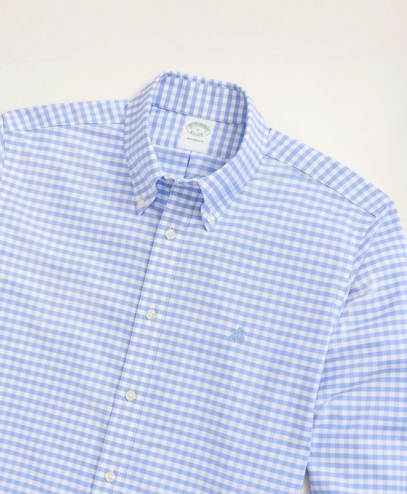 Stretch Milano Slim-Fit Sport Shirt, Non-Iron Gingham Oxford, image 2