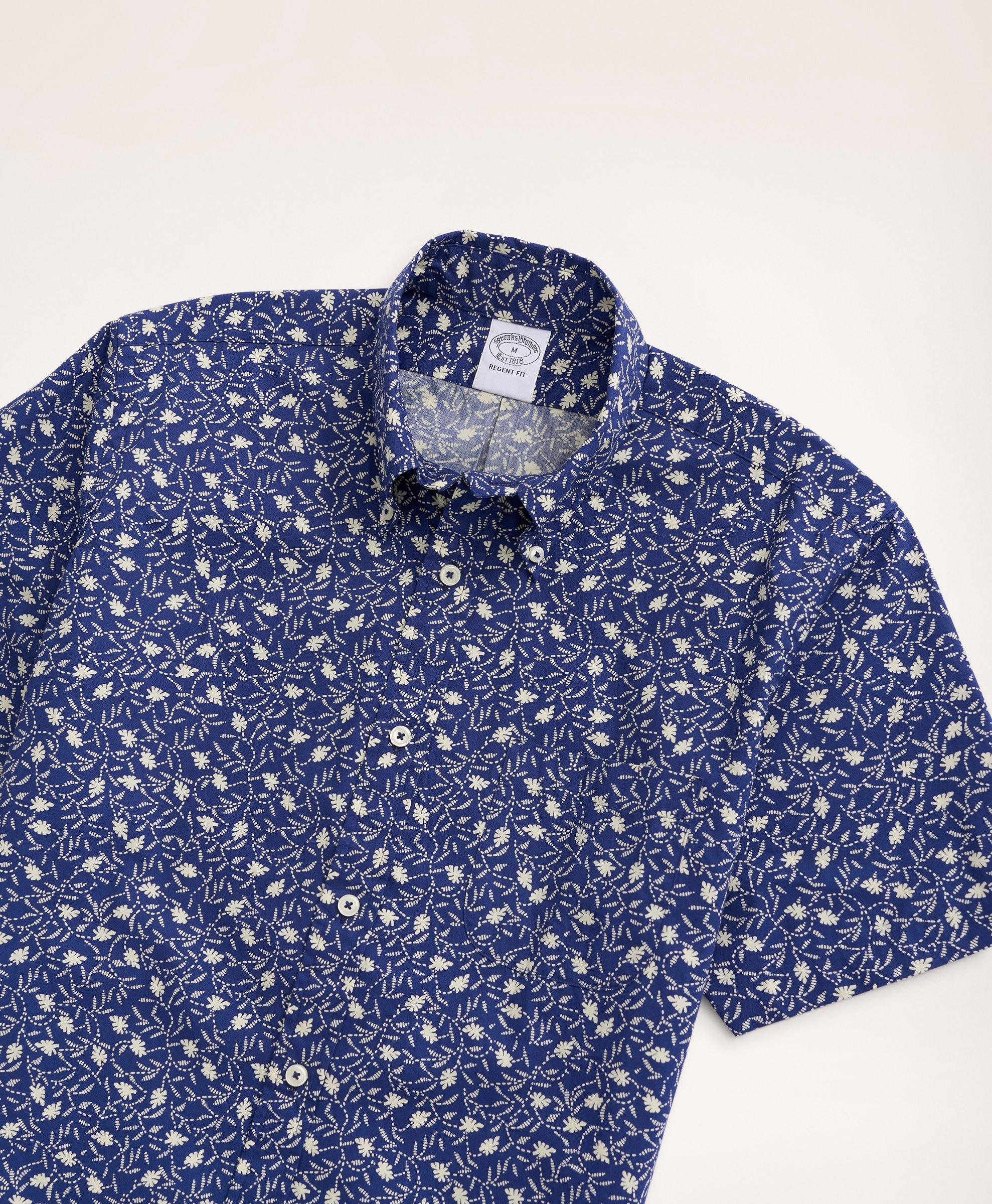 Guide London Floral Print Shirt - Blue/Tan L