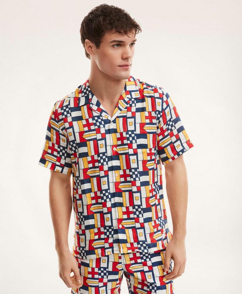 Brooks Brothers Et Vilebrequin Bowling Shirt in the Mixed Signals Print, image 1