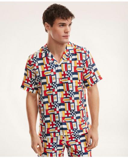 Brooks Brothers Et Vilebrequin Bowling Shirt in the Mixed Signals Print, image 1