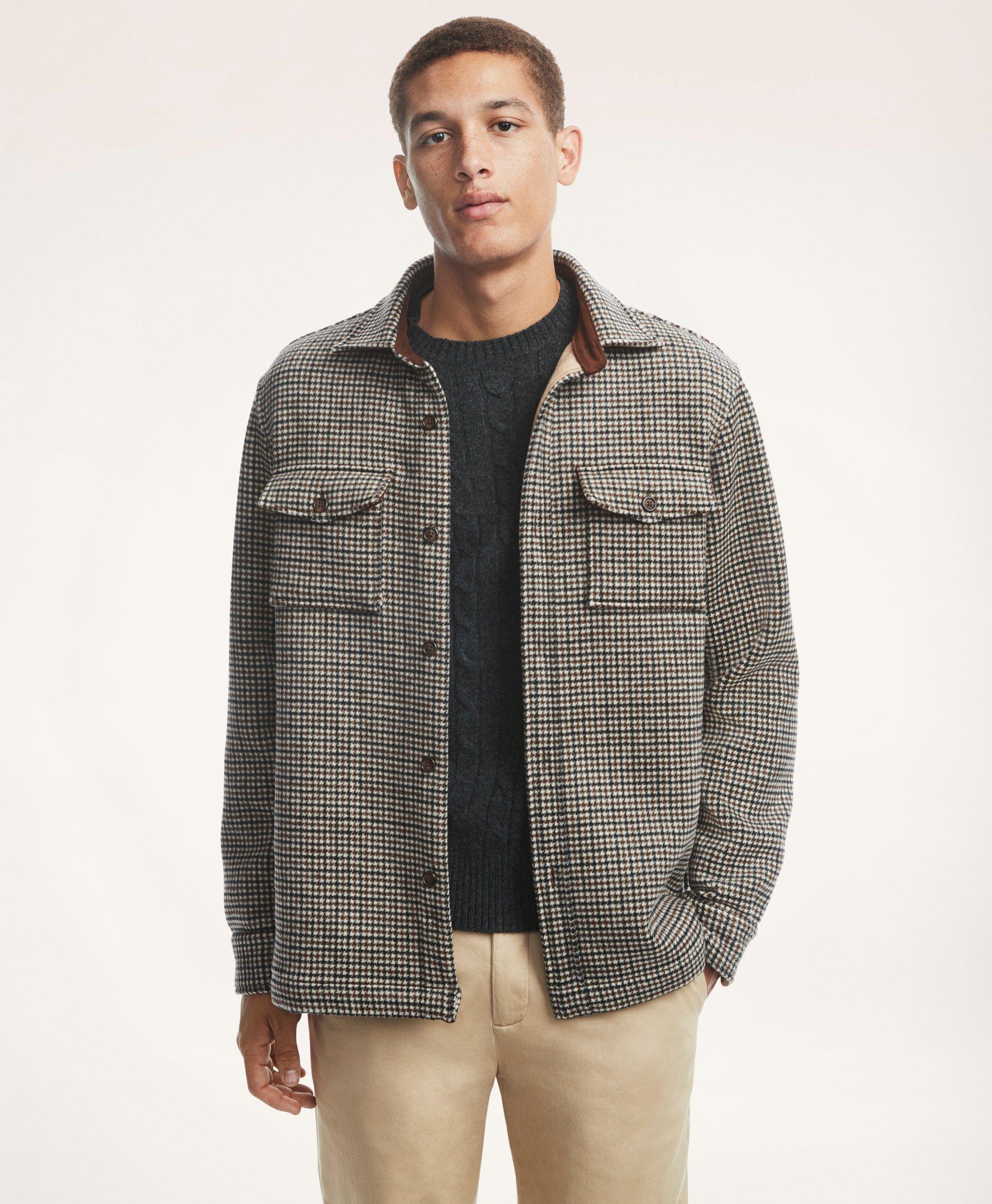 Wool-Blend Houndstooth Shirt Jacket Williams Kent, 52% OFF