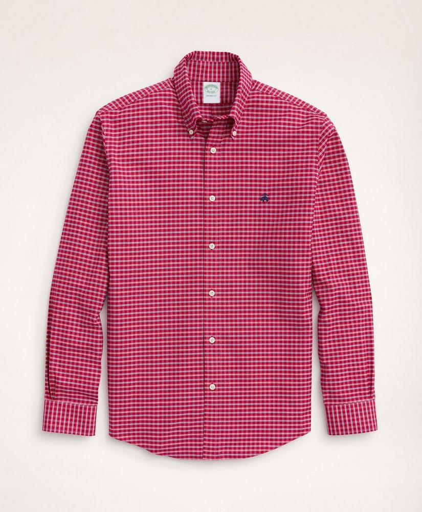 Brooksbrothers Milano Slim-Fit Sport Shirt, Non-Iron Oxford Button-Down Collar Ground Check
