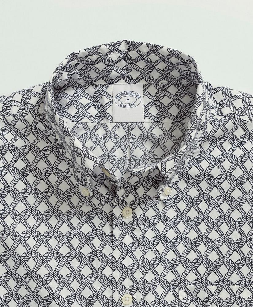 Cotton Poplin Button-Down Collar, Rope Print Short-Sleeve Sport Shirt, image 2