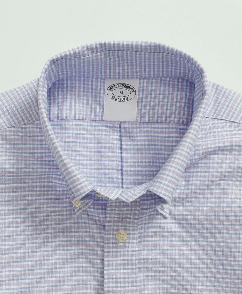 Stretch Non-Iron Oxford Button-Down Collar, Mini Check Sport Shirt, image 2