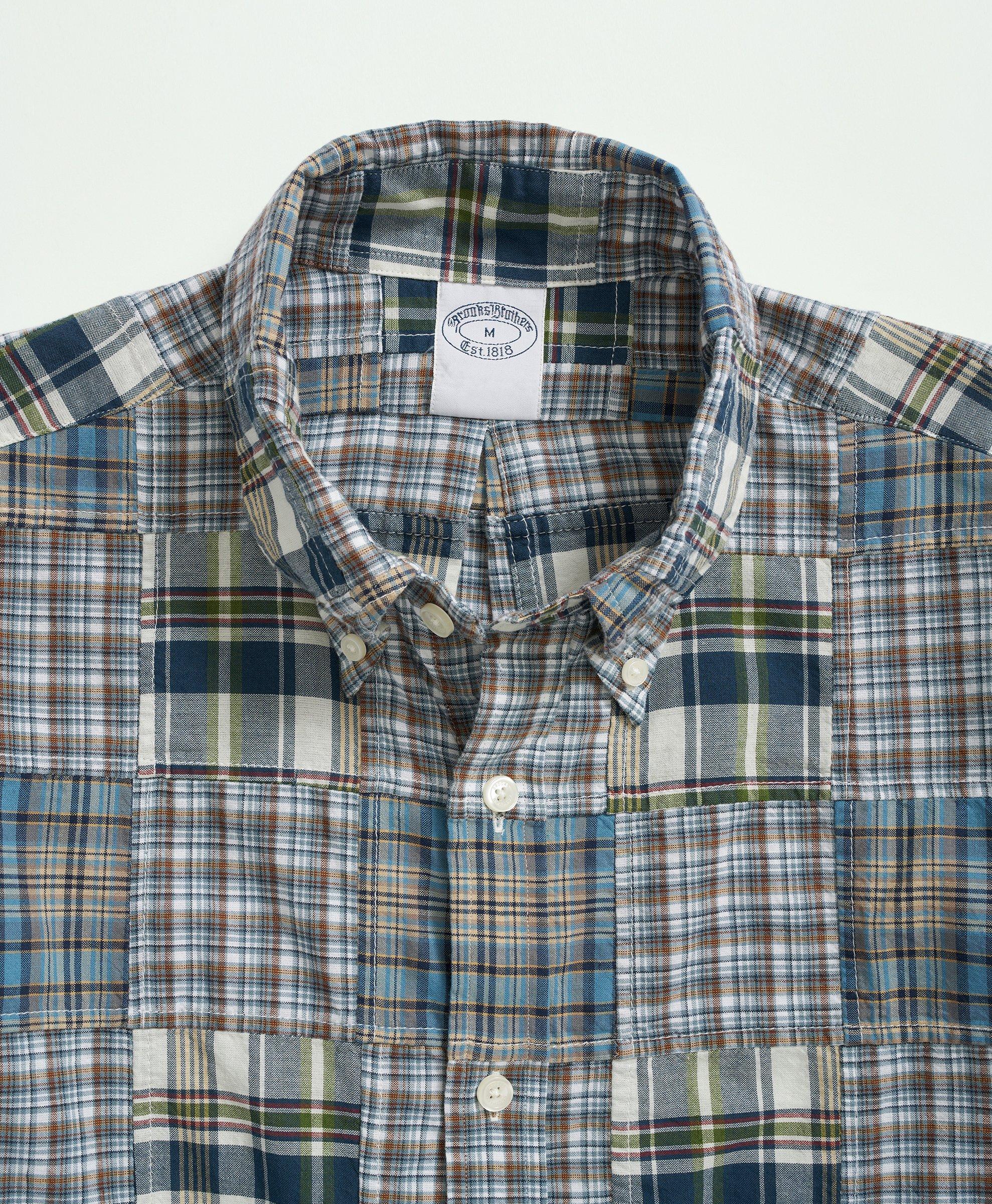 Washed Cotton Madras Button-Down Collar Sport Shirt, image 2
