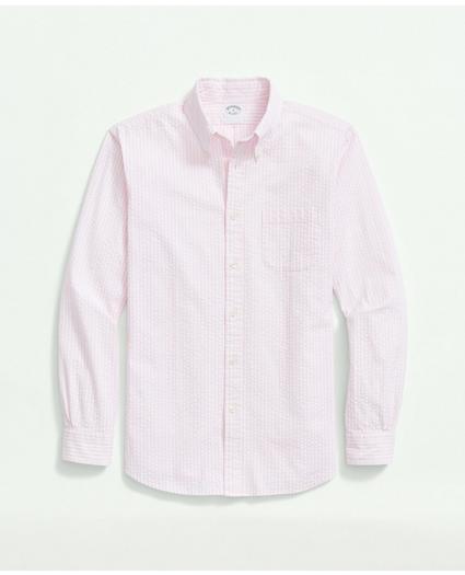Stretch Cotton Seersucker Button-Down Collar, Bengal Stripe Sport Shirt, image 1