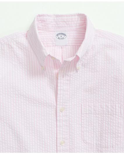 Stretch Cotton Seersucker Button-Down Collar, Bengal Stripe Sport Shirt, image 2