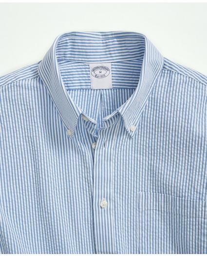 Washed Cotton Seersucker Button-Down Collar, Stripe Sport Shirt, image 2